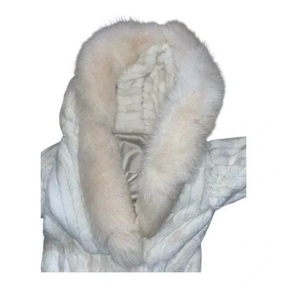 Vintage Womens’s Arctic fox White mink long coat custom made Should Be Size 6 - Picture 8 of 13